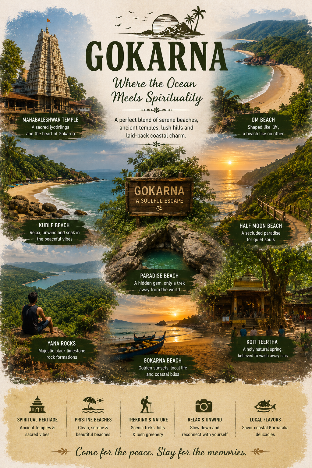 Gokarna destination poster — beaches and two-day corporate offsite context