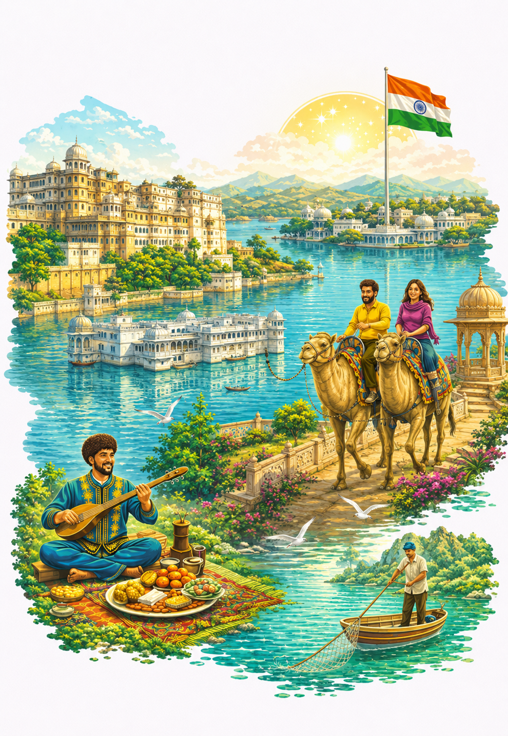 Udaipur destination poster — City of Lakes, palace hospitality and two-day corporate offsite context