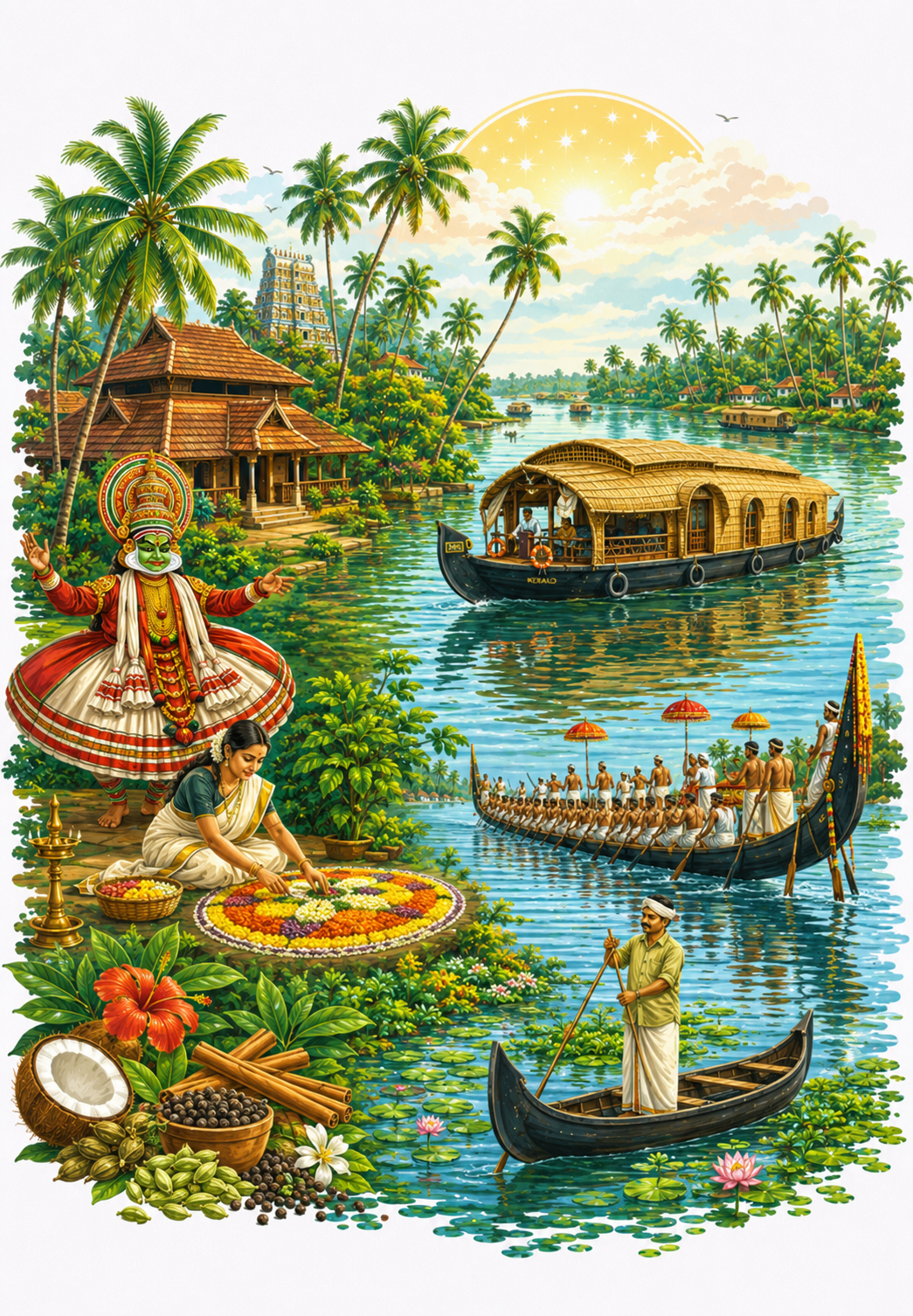 Kerala corporate offsite destination poster — backwaters, resorts and two-day retreat context