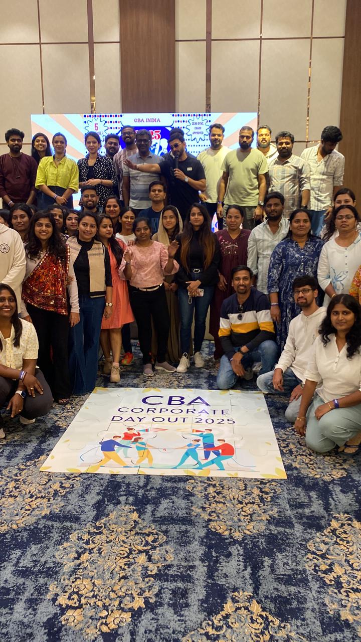 Corporate day-out group portrait in a ballroom