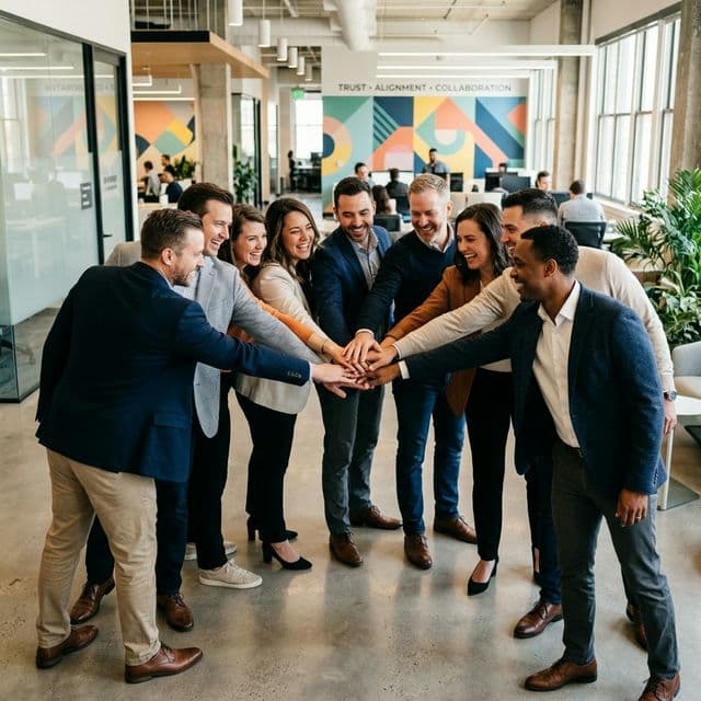 Teams building trust at work