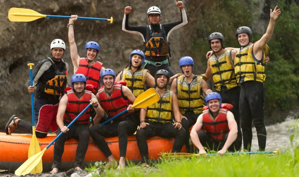 Corporate outbound adventure training — ropes course and team challenges during a Rishikesh offsite
