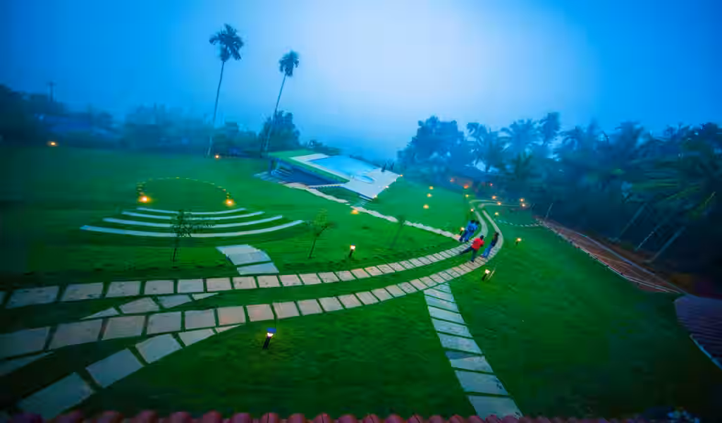 Outdoor lawns for team building — corporate offsite Wayanad